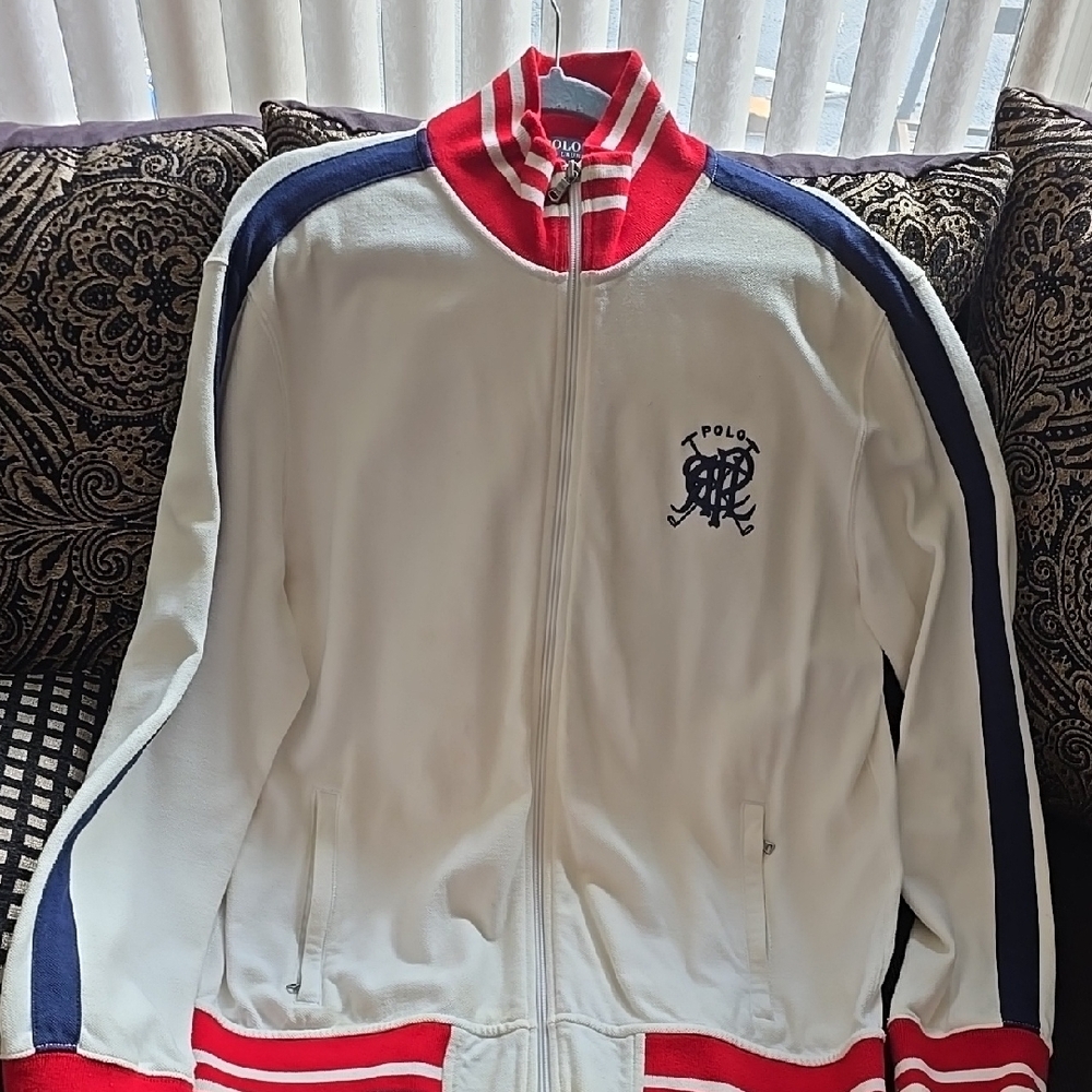 Polo by Ralph Lauren White and Red Varsity Bomber Jacket